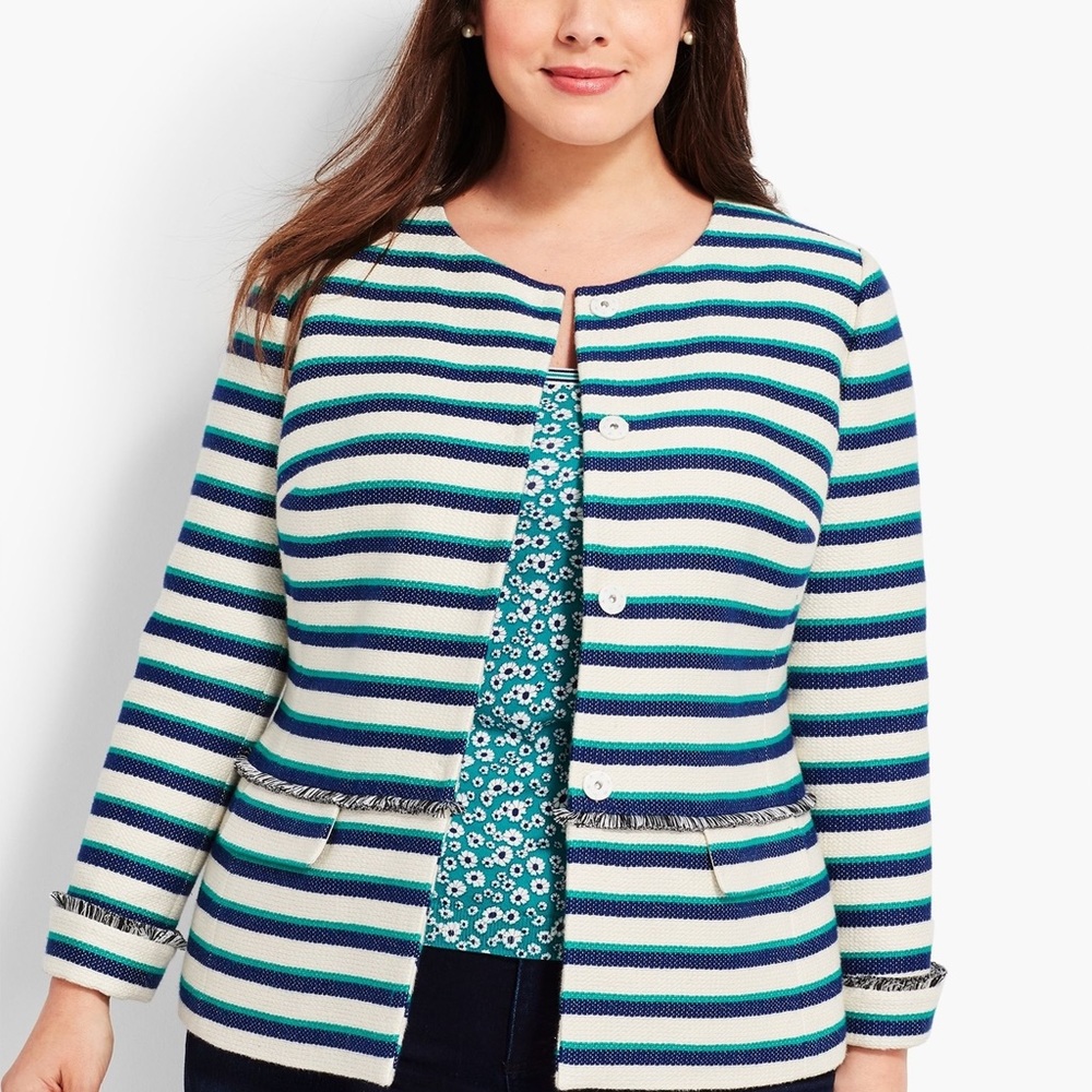 Talbots striped tweed blazer jacket NWT 24W